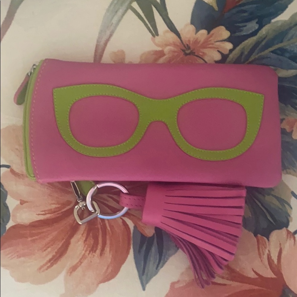 Eyeglass case with zipper pocket and large tassel